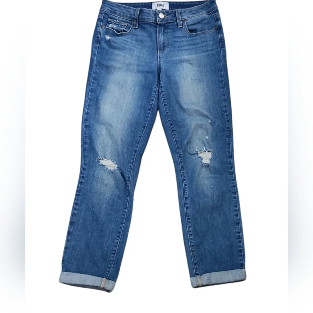 Paige Women's Kylie Crop Skinny Jeans Stretch‎ Denim Medium Blue Spencer Wash 29